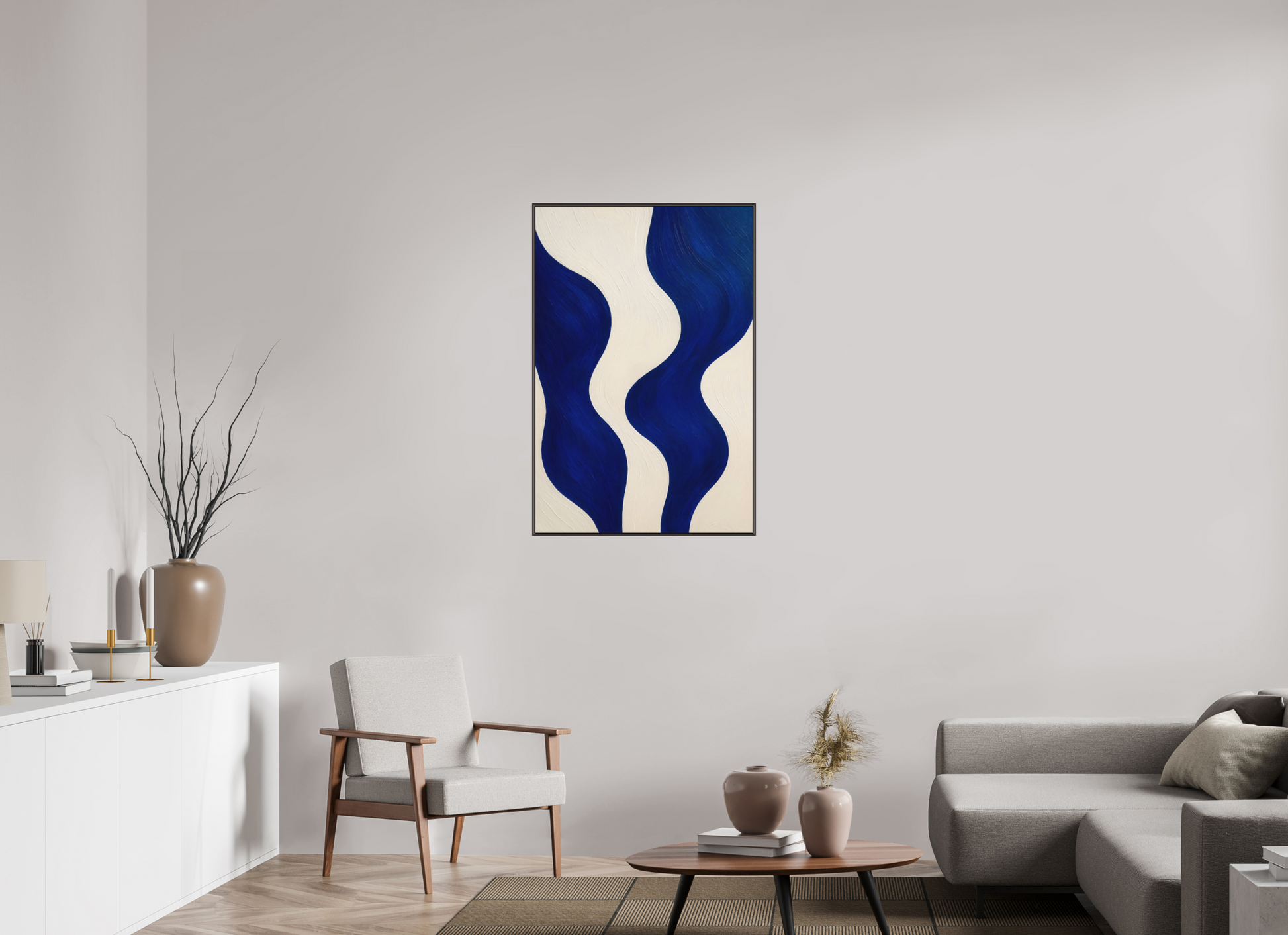 70 x 105 cm, Forex, gerahmt Erlenholz braun Indigo Tides