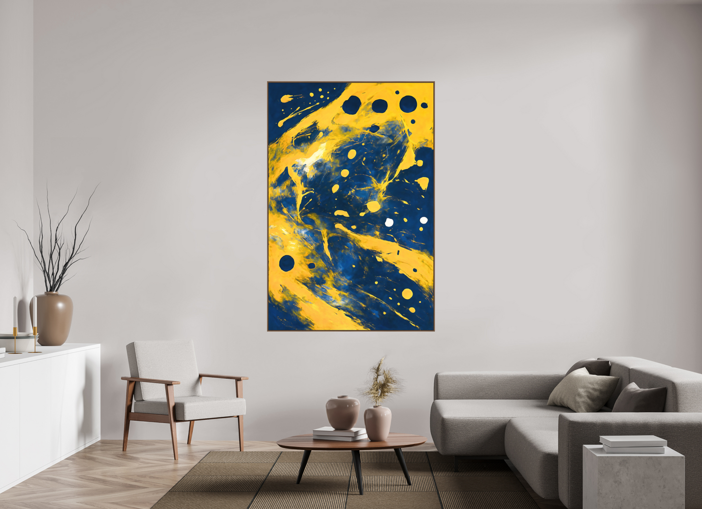 120 x 180 cm, Forex, gerahmt Nussbaumholz Luminous Drift
