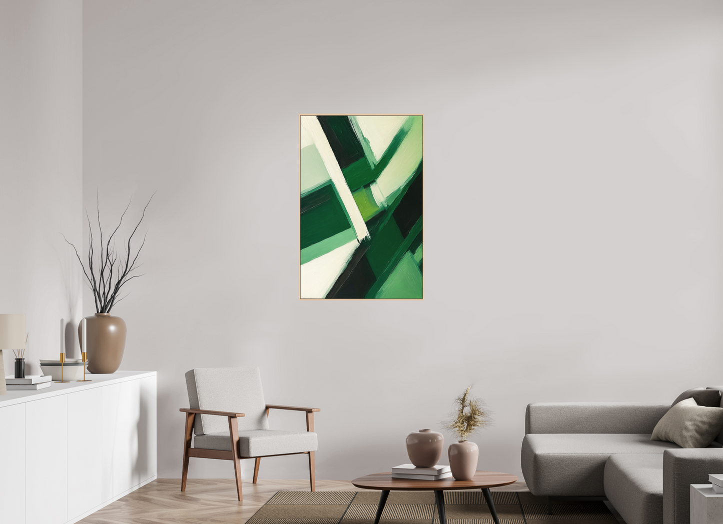 70 x 105 cm, Forex, gerahmt Ahornholz Natur Verdant Structure