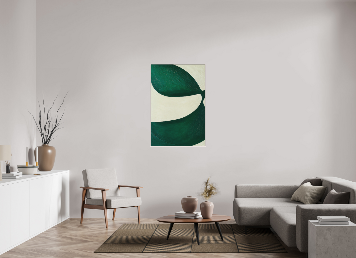 80 x 120 cm, Forex, gerahmt Ahornholz weiß Leaf Flow