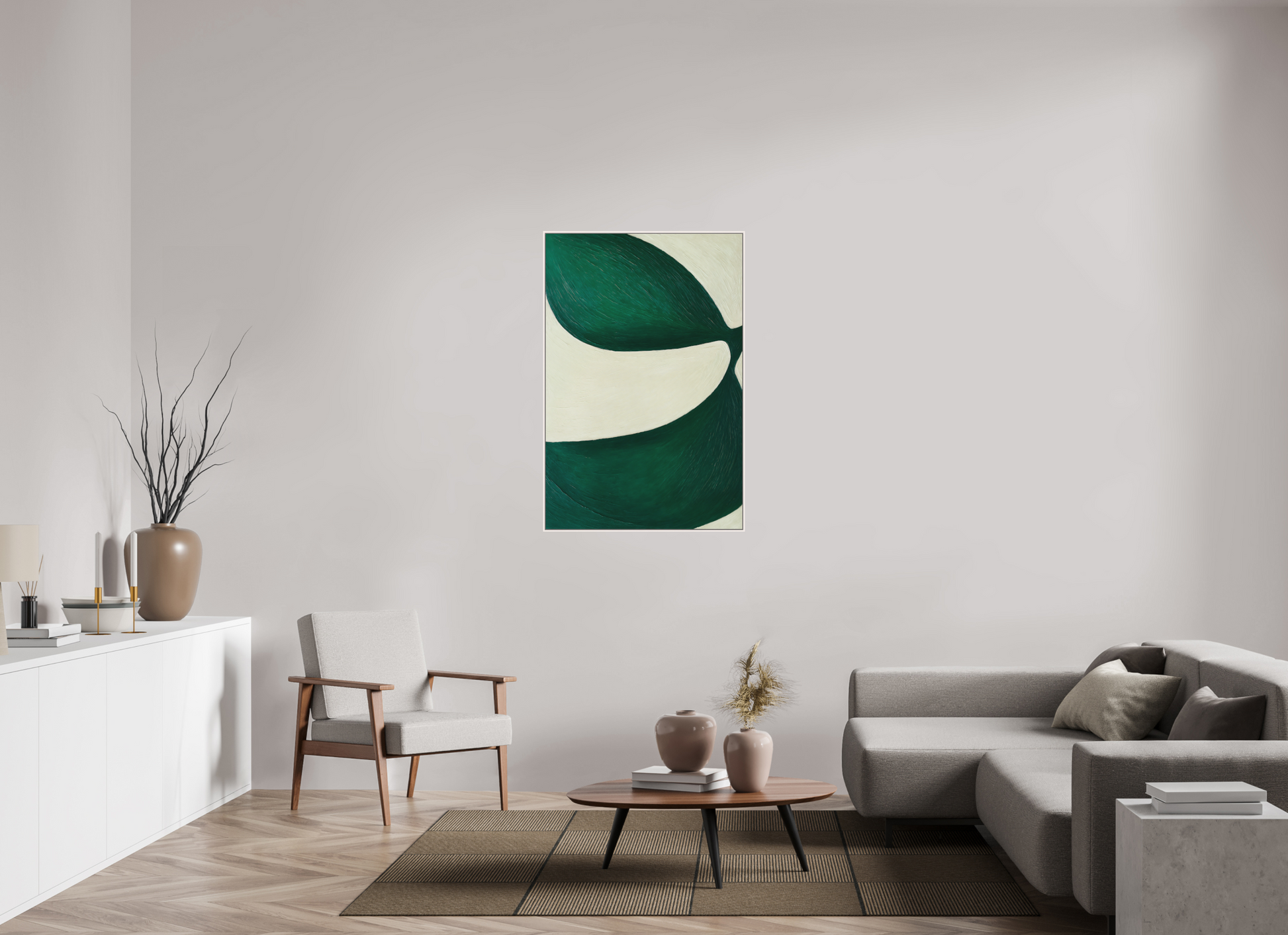 80 x 120 cm, Forex, gerahmt Ahornholz weiß Leaf Flow