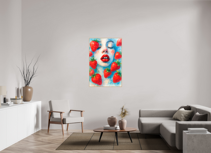 80 x 120 cm, Forex, gerahmt Ahornholz Natur Strawberry Whisper