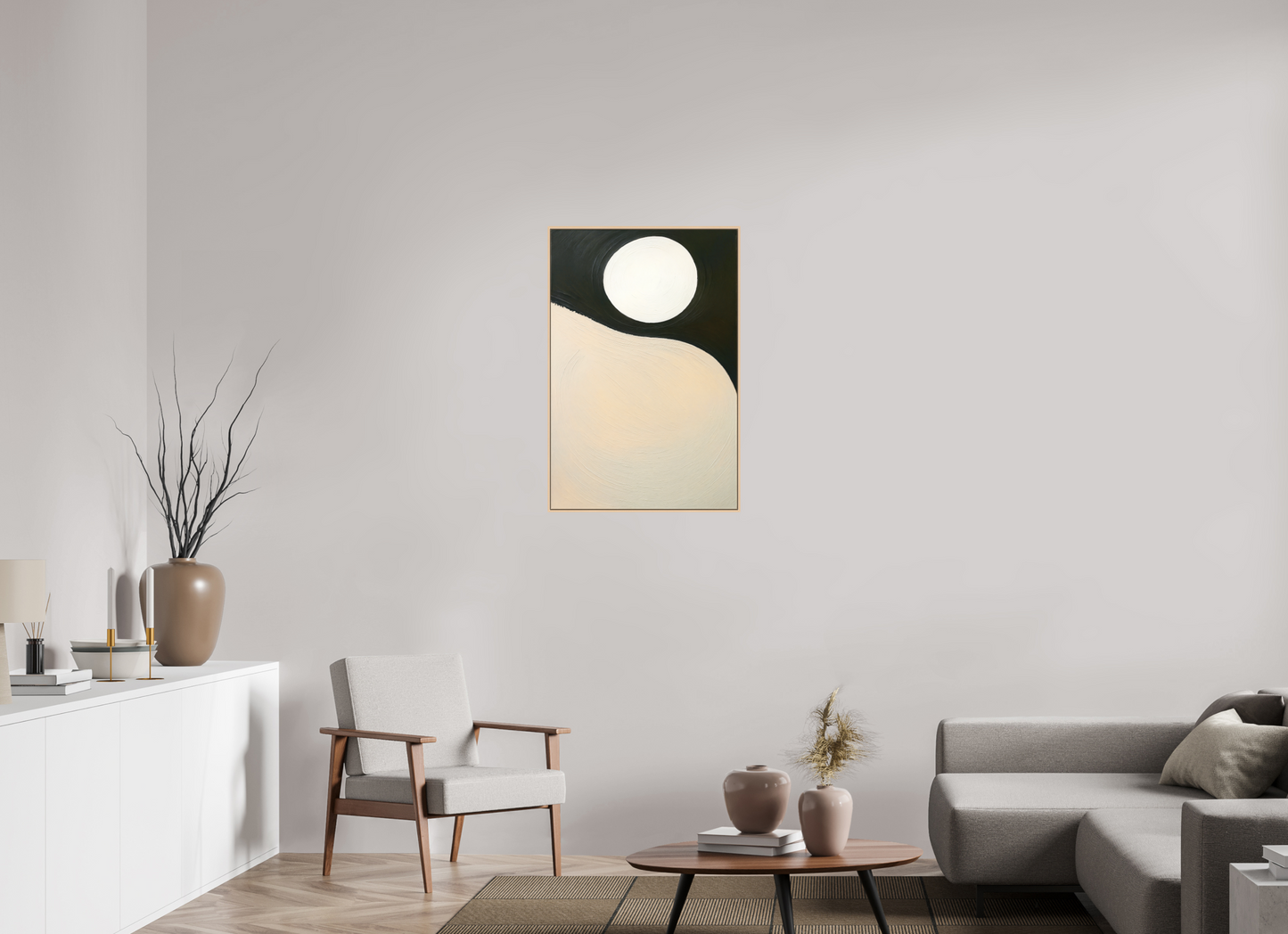 60 x 90 cm, Forex, gerahmt Ahornholz Natur Lunar Balance