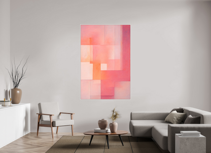 120 x 180 cm, Forex, gerahmt Ahornholz weiß Peach Haze