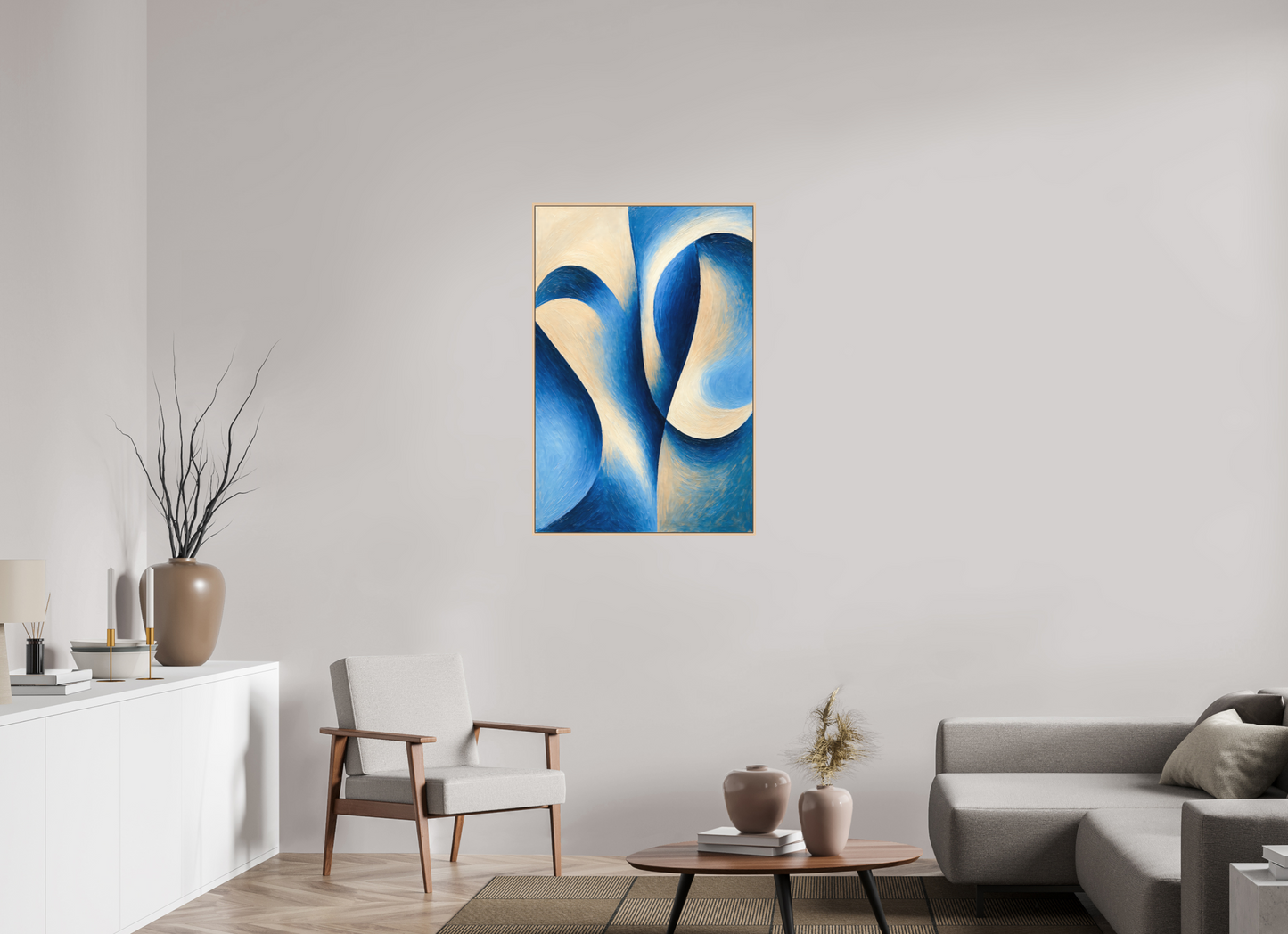 70 x 105 cm, Forex, gerahmt Ahornholz Natur Sapphire Tide