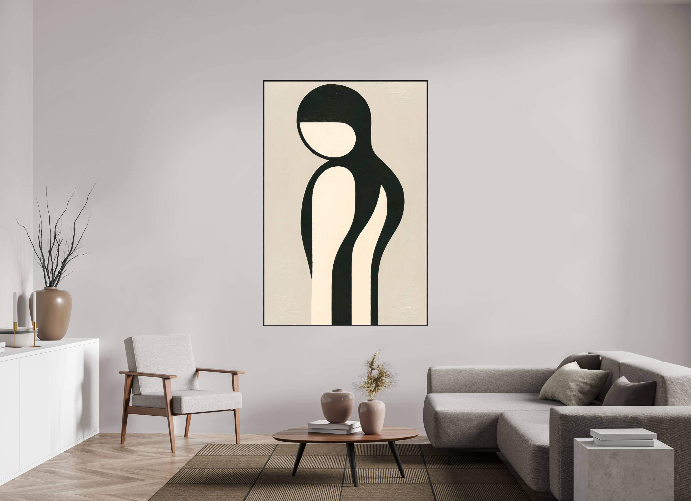 120 x 180 cm, Forex, gerahmt Eichenholz schwarz Grace in Line