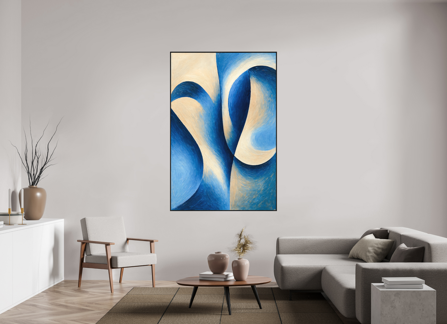 120 x 180 cm, Forex, gerahmt Eichenholz schwarz Sapphire Tide