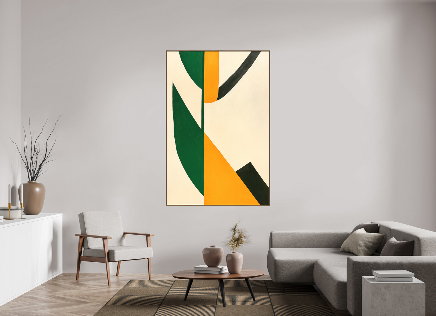 120 x 180 cm, Forex, gerahmt Nussbaumholz Verdant Axis