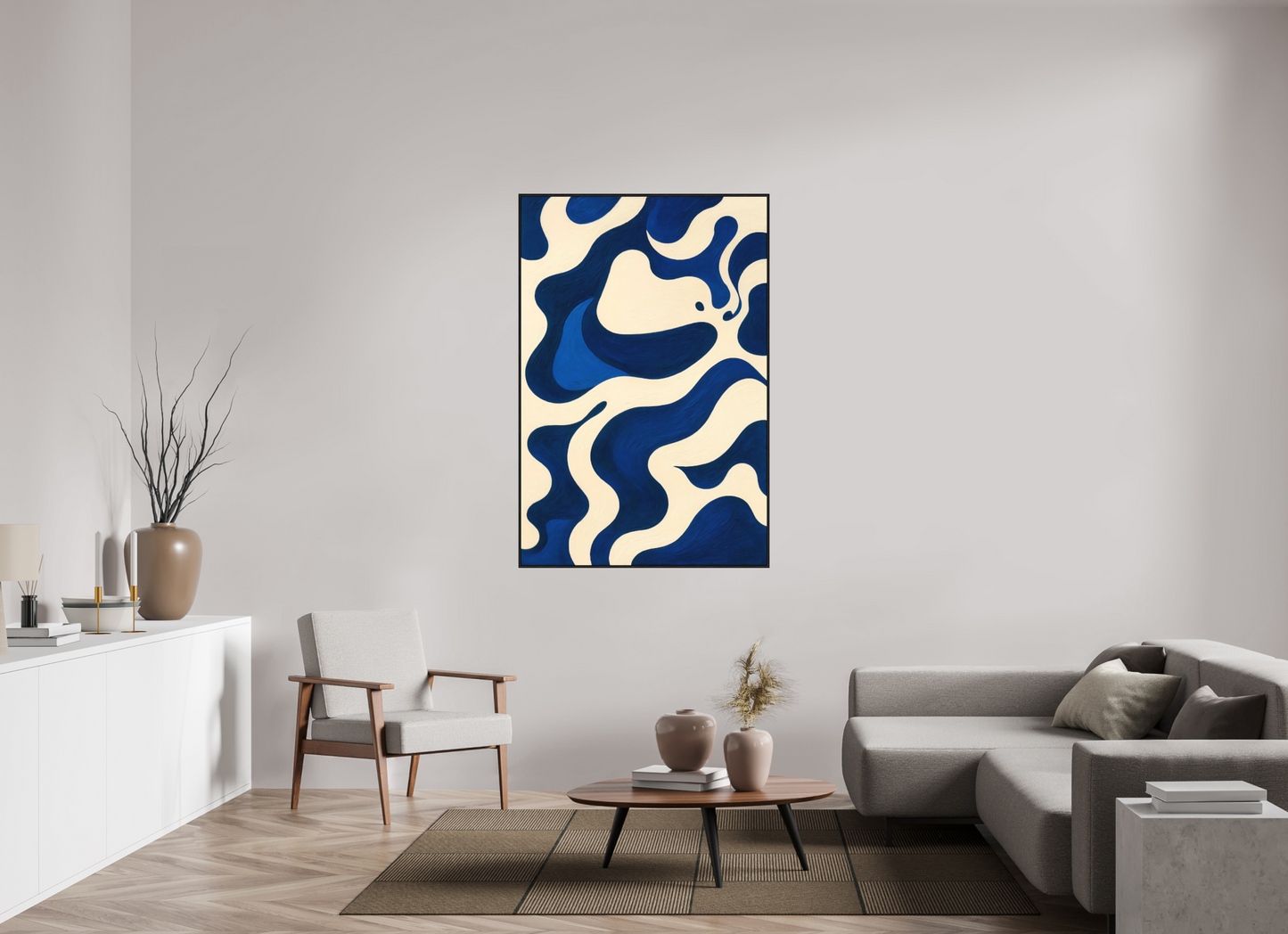 100 x 150 cm, Forex, gerahmt Eichenholz schwarz Navy Current