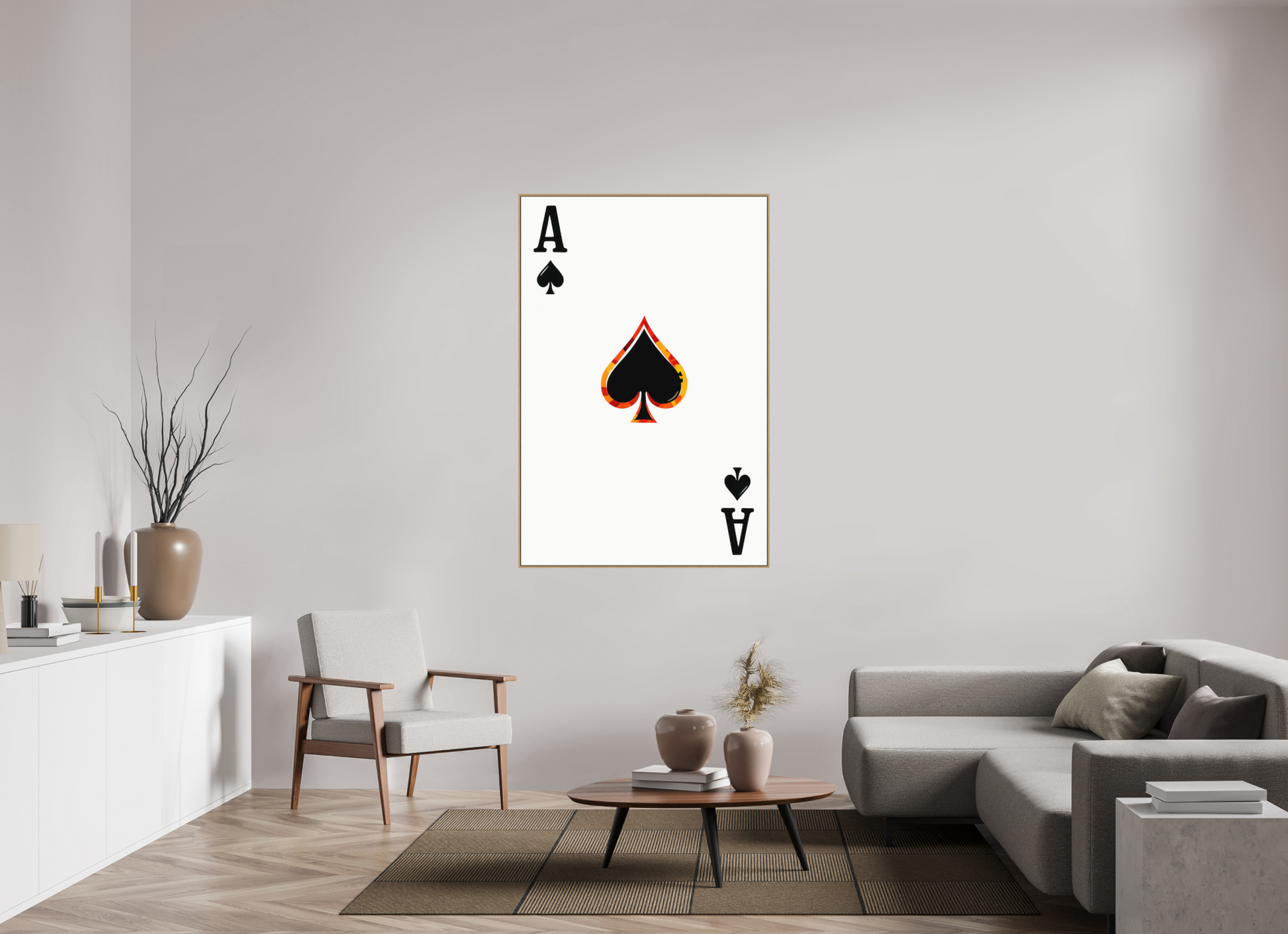 100 x 150 cm, Forex, gerahmt Eichenholz Natur Flame Spade