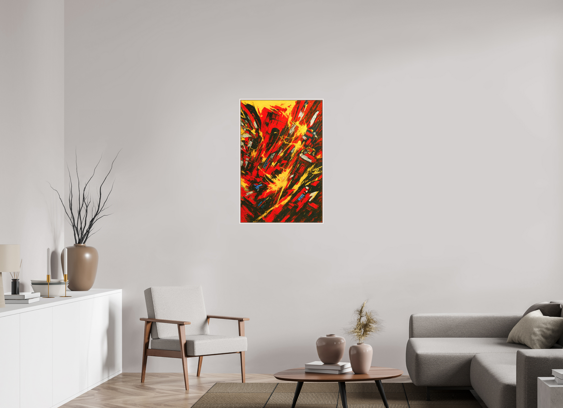 60 x 90 cm, Forex, gerahmt Ahornholz weiß Inferno City