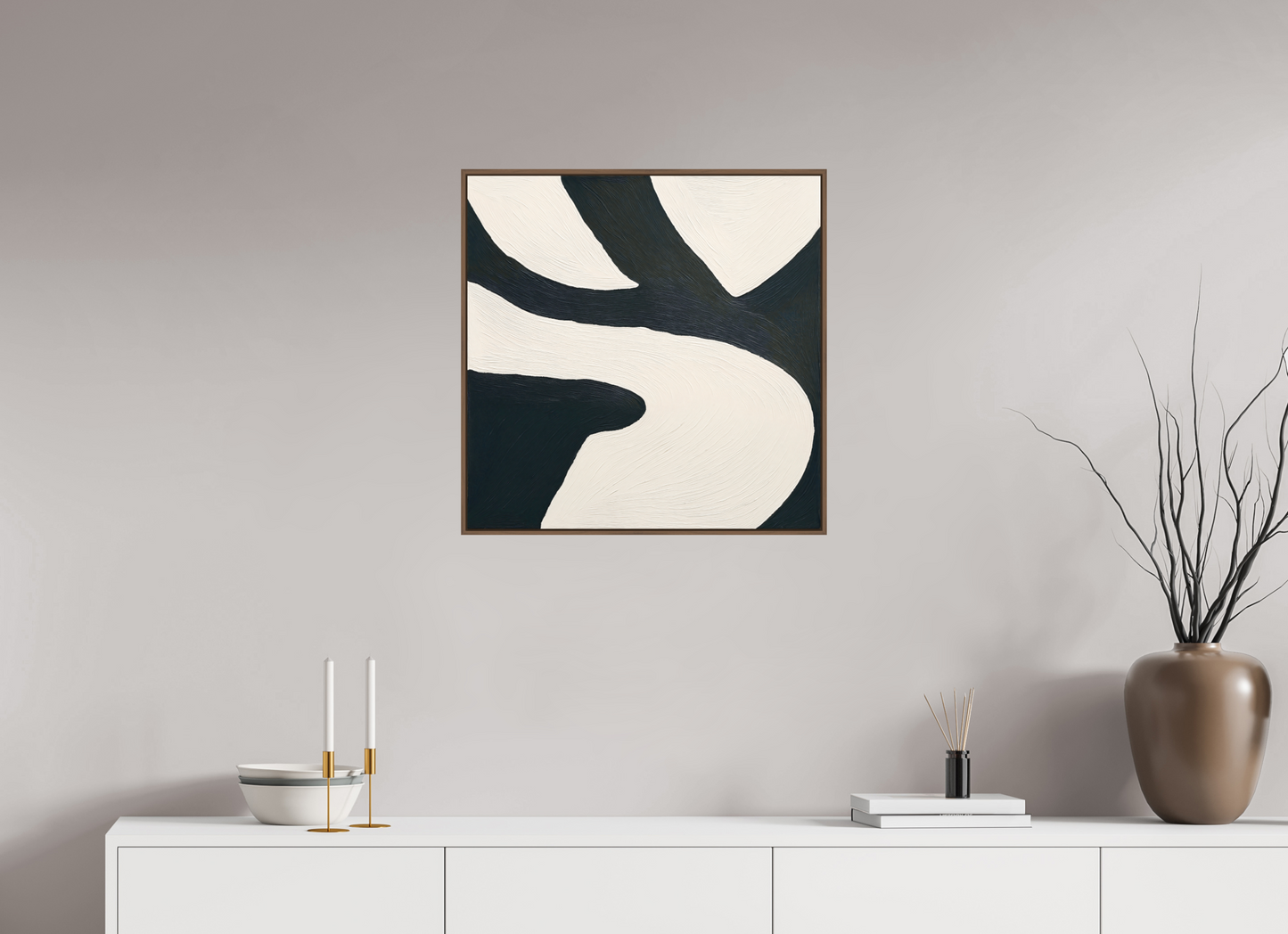 60 x 60 cm, Forex, gerahmt Nussbaumholz Dual Harmony