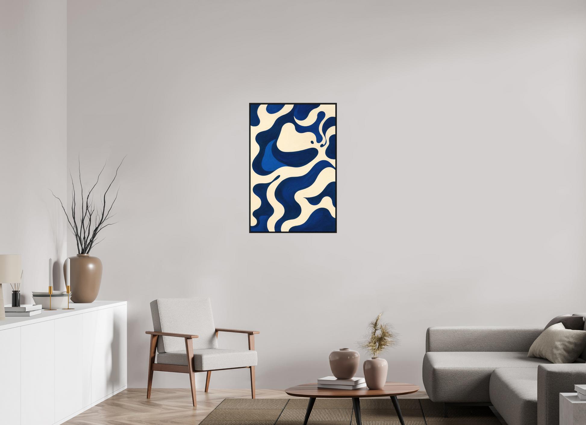 60 x 90 cm, Forex, gerahmt Eichenholz schwarz Navy Current