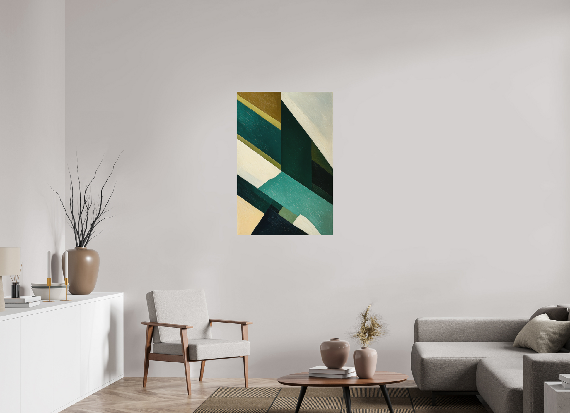 70 x 105 cm, Forex o. Rahmen Emerald Geometry