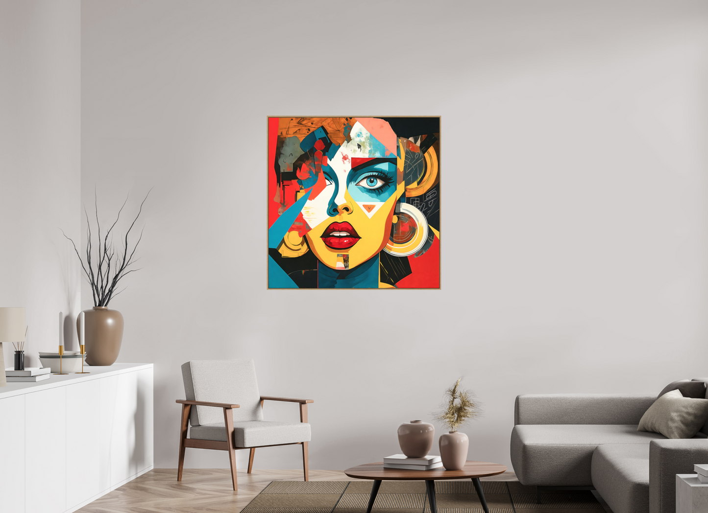 100 x 100 cm, Forex, gerahmt Eichenholz Natur Chromatic Muse