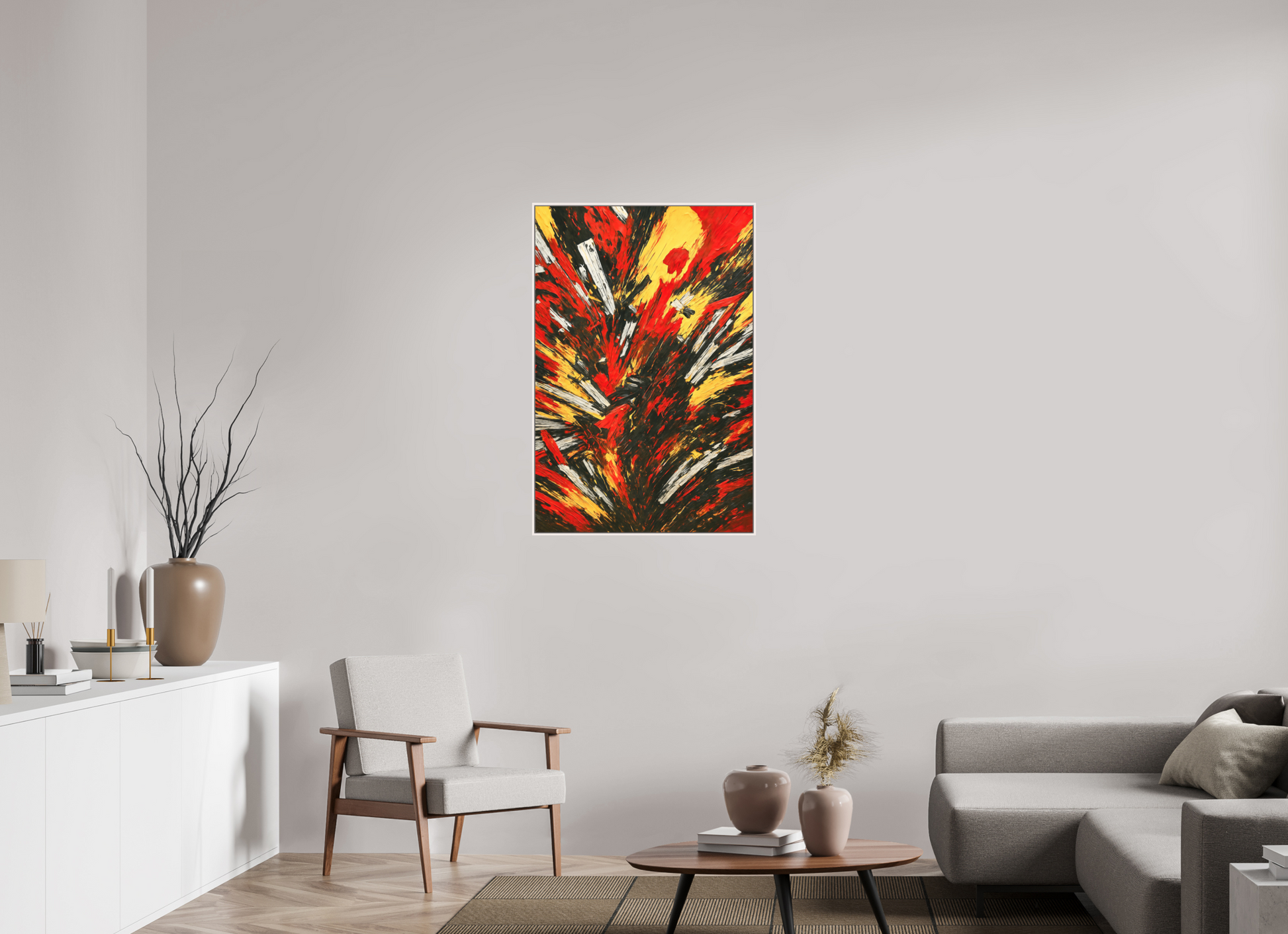 70 x 105 cm, Forex, gerahmt Ahornholz weiß Fiery Eruption