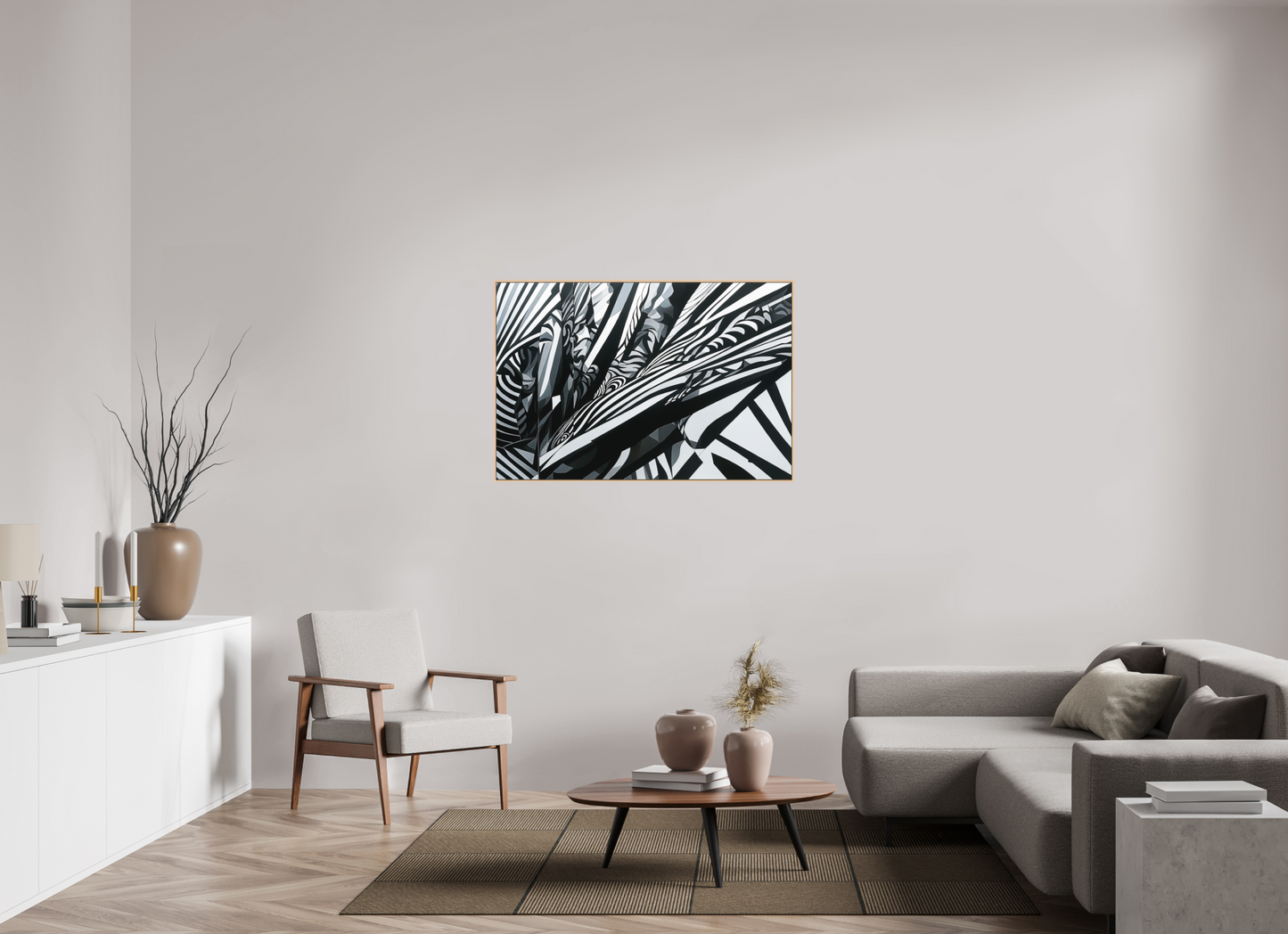 120 x 80 cm, Forex, gerahmt Ahornholz Natur Obsidian Motion