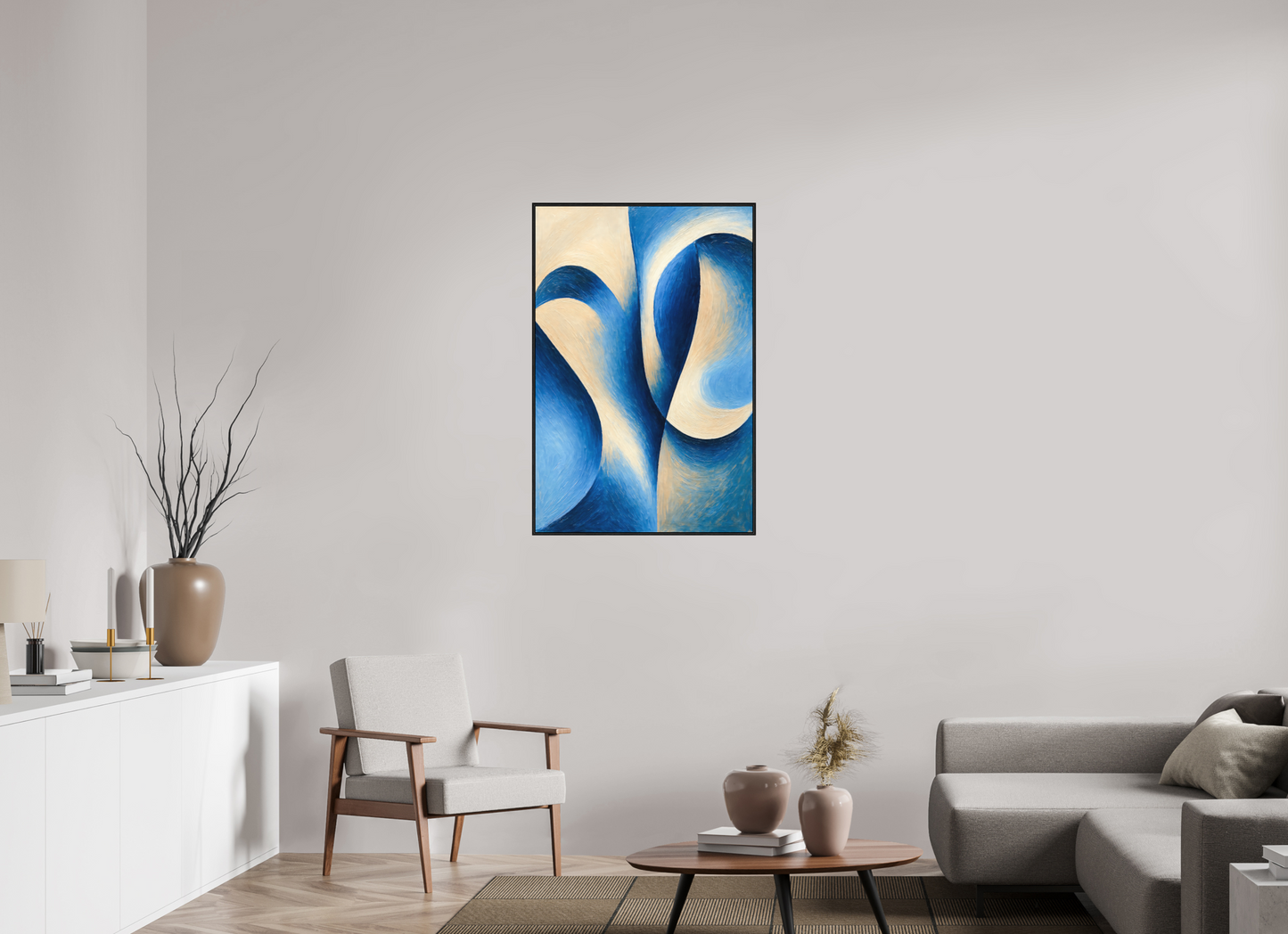 70 x 105 cm, Forex, gerahmt Eichenholz schwarz Sapphire Tide