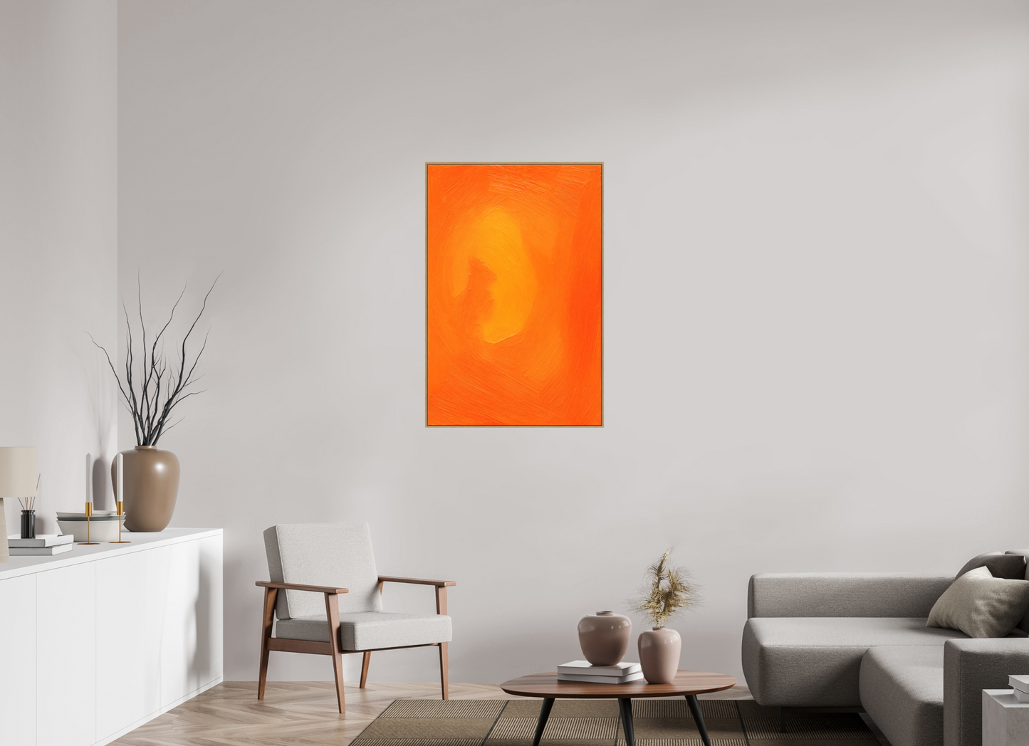 70 x 105 cm, Forex, gerahmt Eichenholz Natur Amber Flow