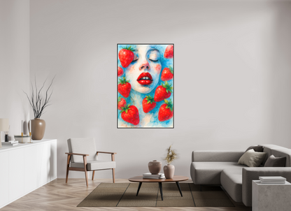 100 x 150 cm, Forex, gerahmt Eichenholz schwarz Strawberry Whisper