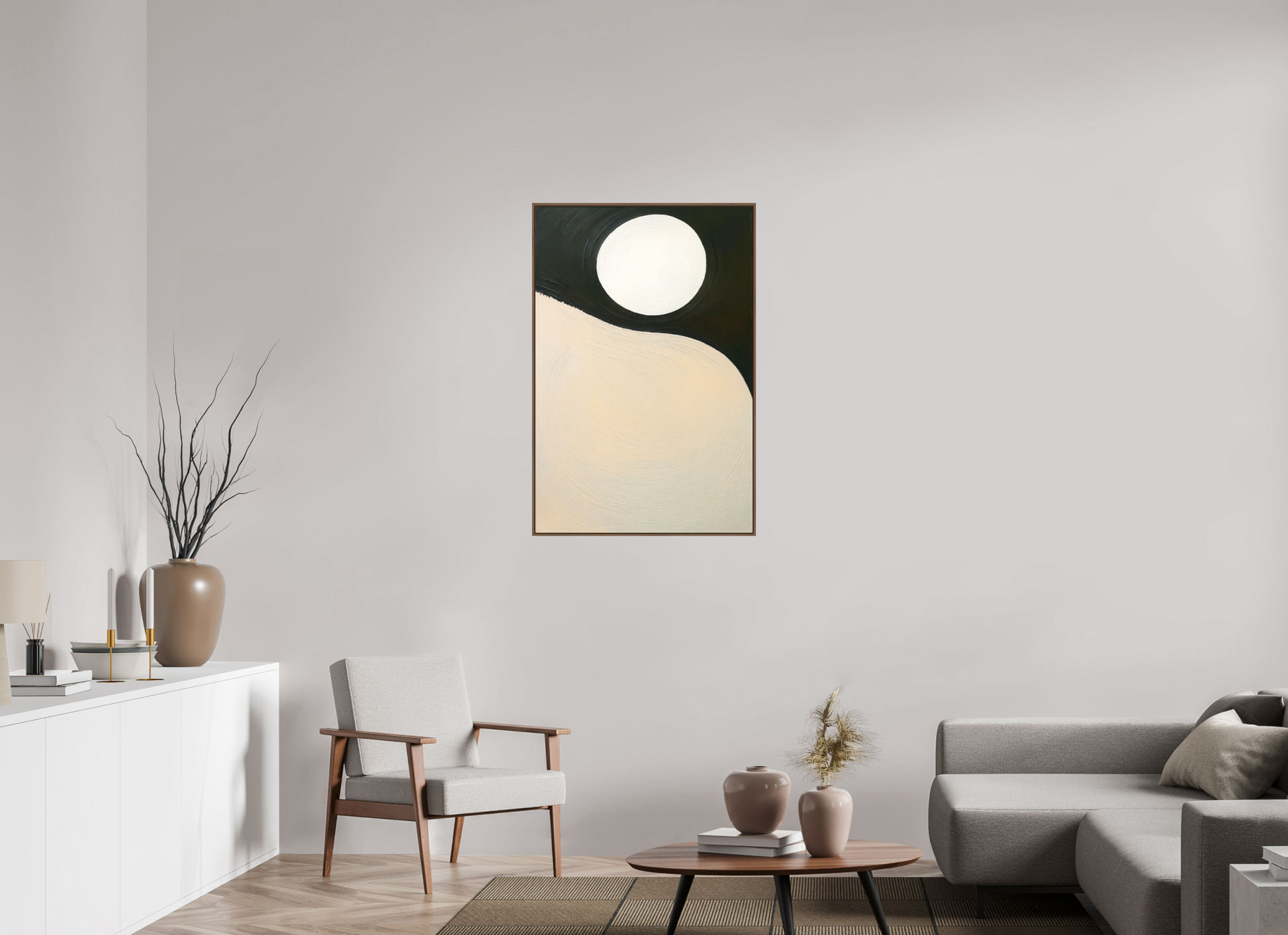 70 x 105 cm, Forex, gerahmt Nussbaumholz Lunar Balance