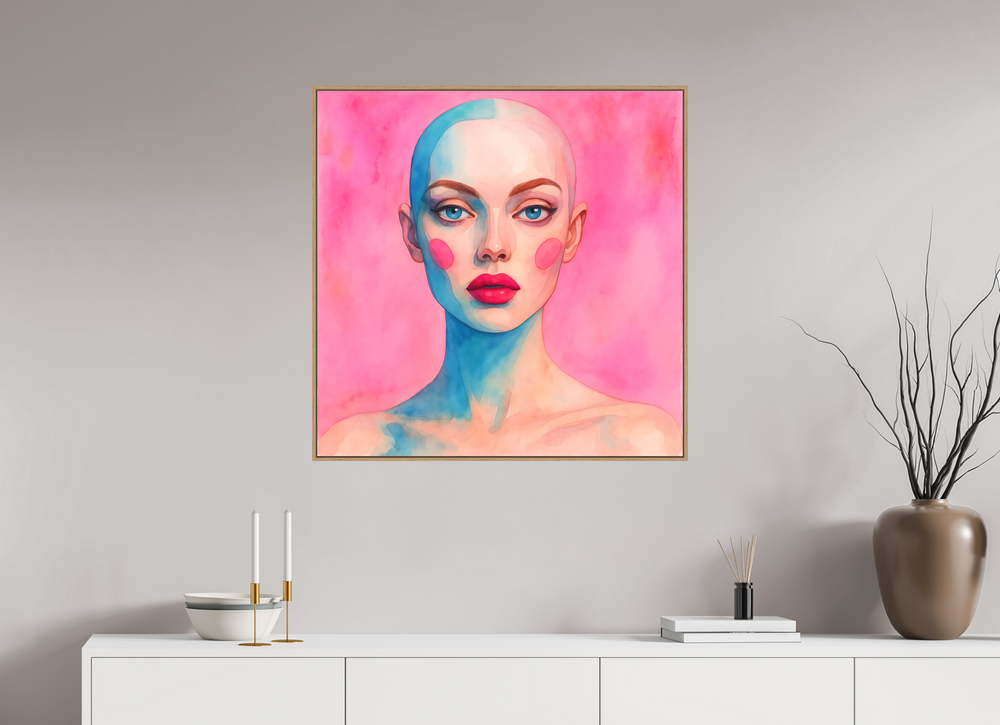 80 x 80 cm, Forex, gerahmt Eichenholz Natur Aurora Gaze