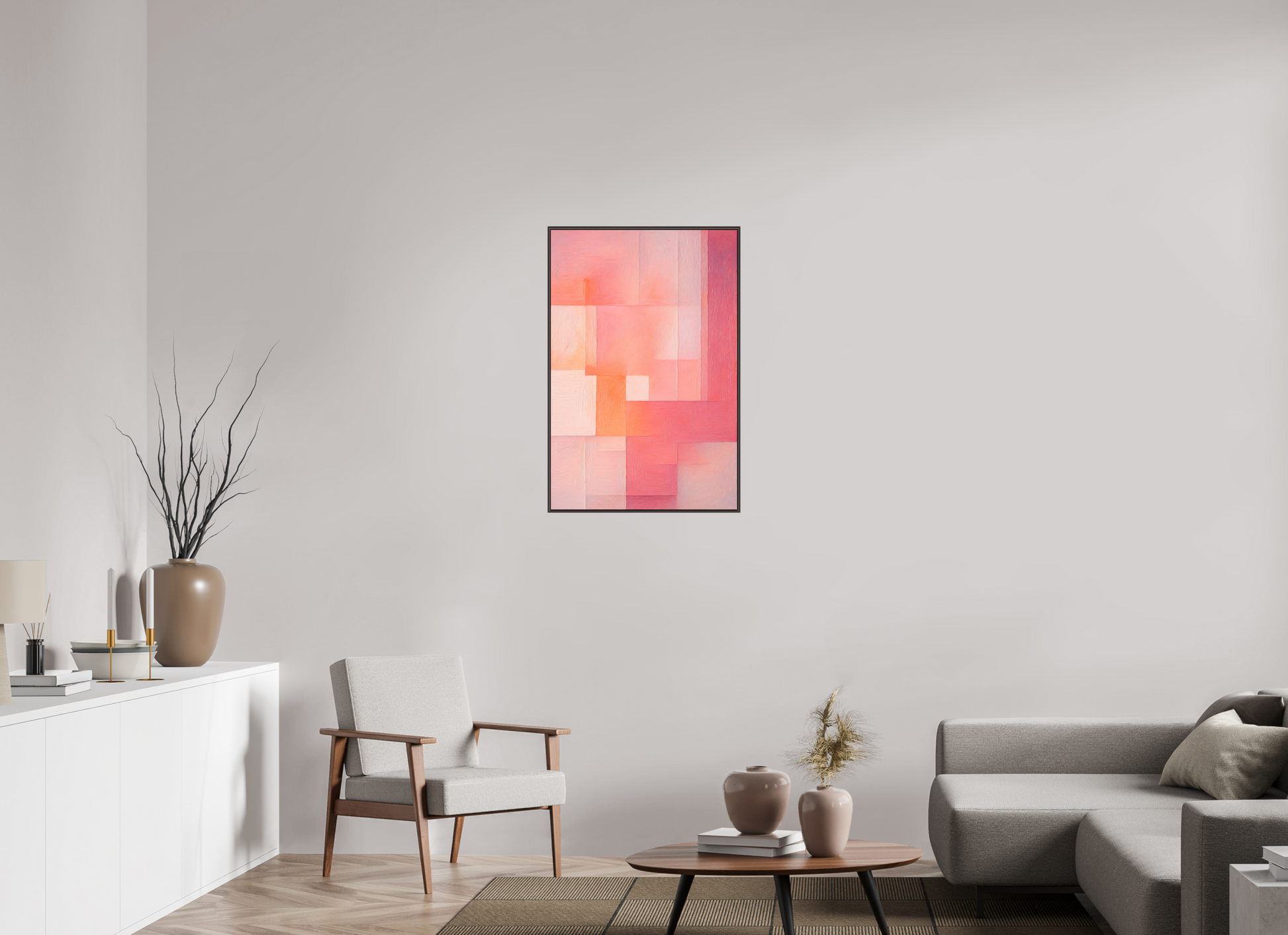 60 x 90 cm, Forex, gerahmt Erlenholz braun Peach Haze