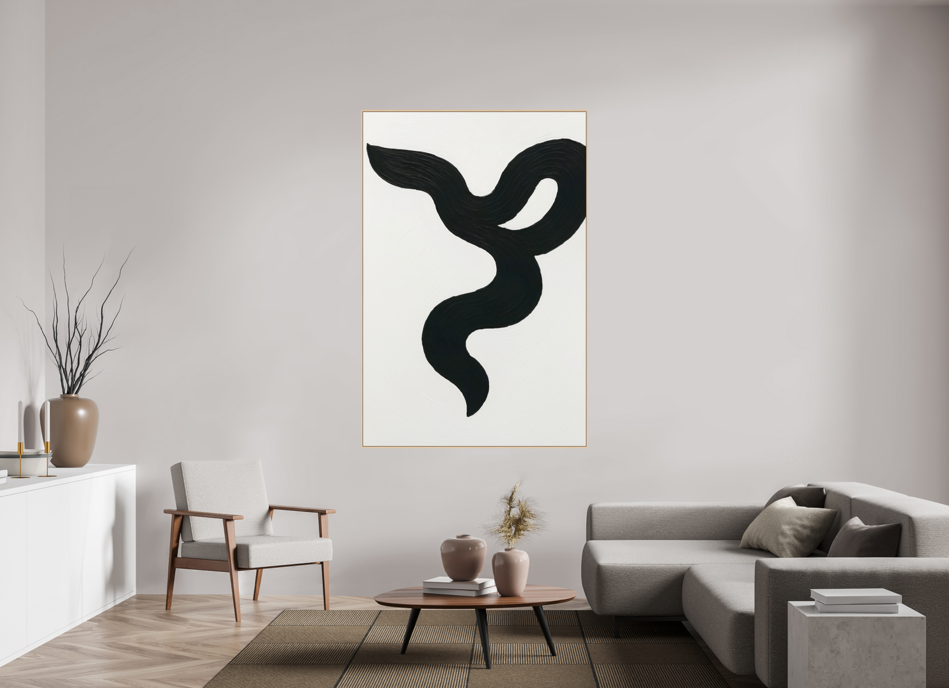 120 x 180 cm, Forex, gerahmt Ahornholz Natur Noir Ribbon
