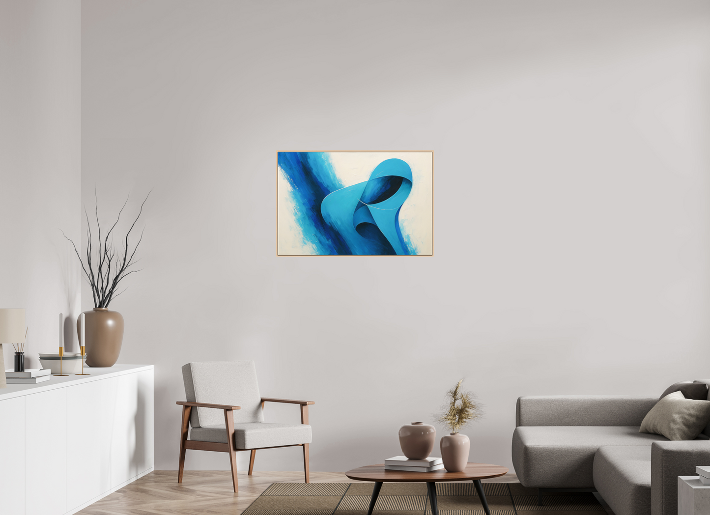 90 x 60 cm, Forex, gerahmt Ahornholz Natur Azure Ribbon