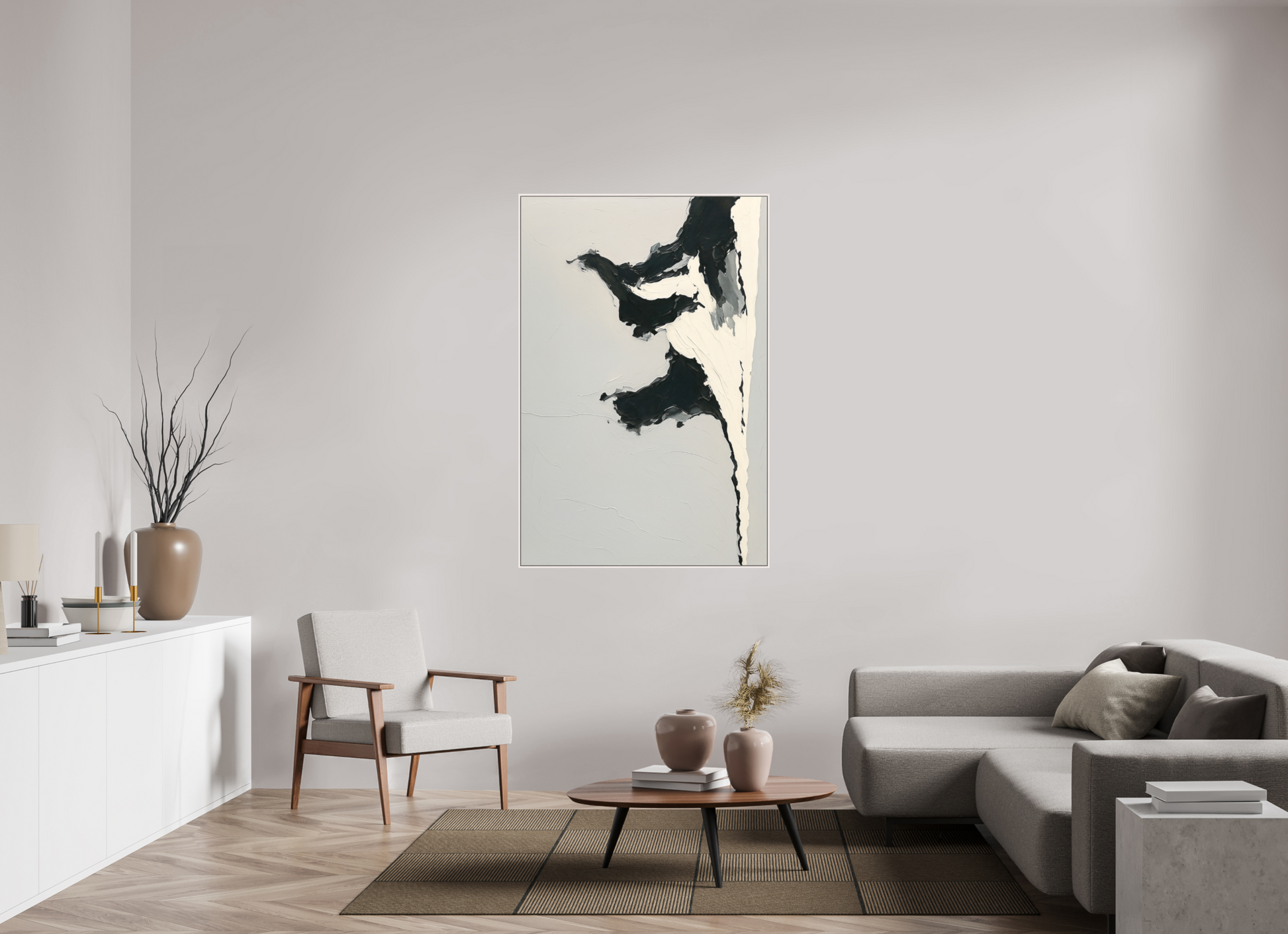 100 x 150 cm, Forex, gerahmt Ahornholz weiß Monochrome Motion
