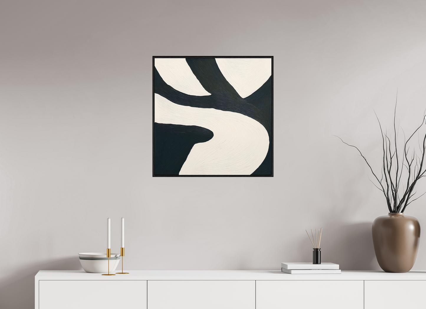 60 x 60 cm, Forex, gerahmt Eichenholz schwarz Dual Harmony