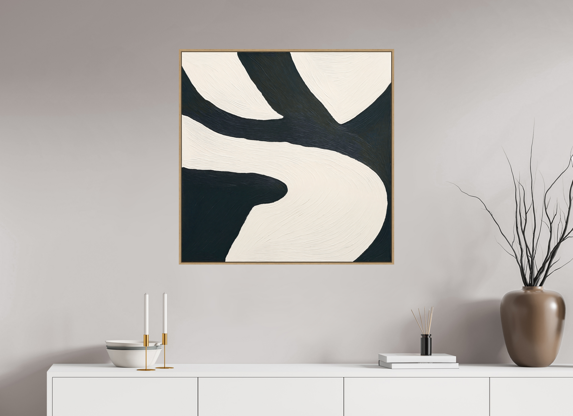 80 x 80 cm, Forex, gerahmt Eichenholz Natur Dual Harmony