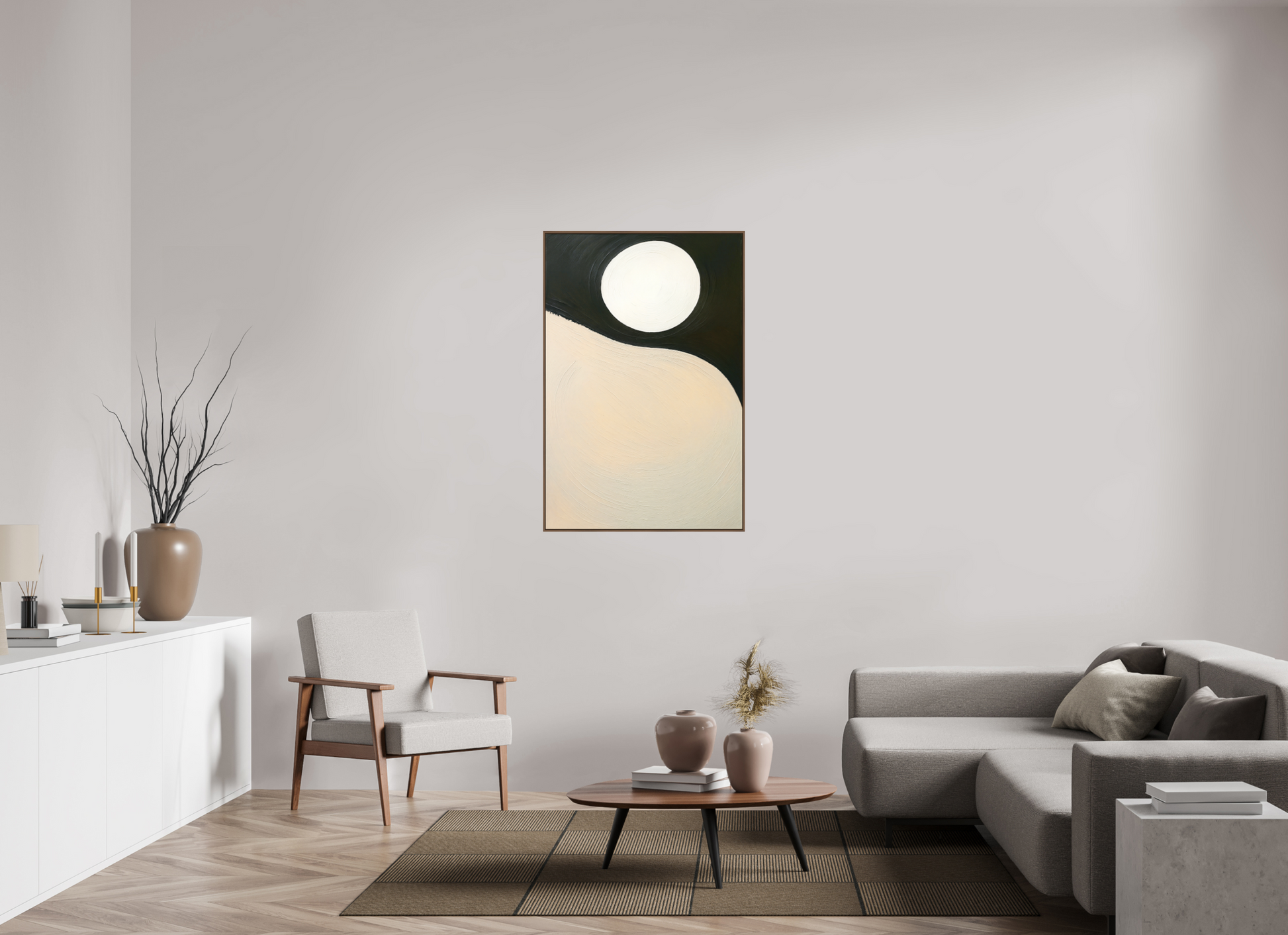 80 x 120 cm, Forex, gerahmt Nussbaumholz Lunar Balance