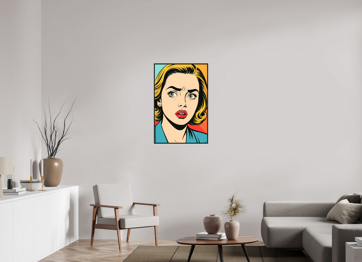 60 x 90 cm, Forex, gerahmt Eichenholz schwarz Teal Shock