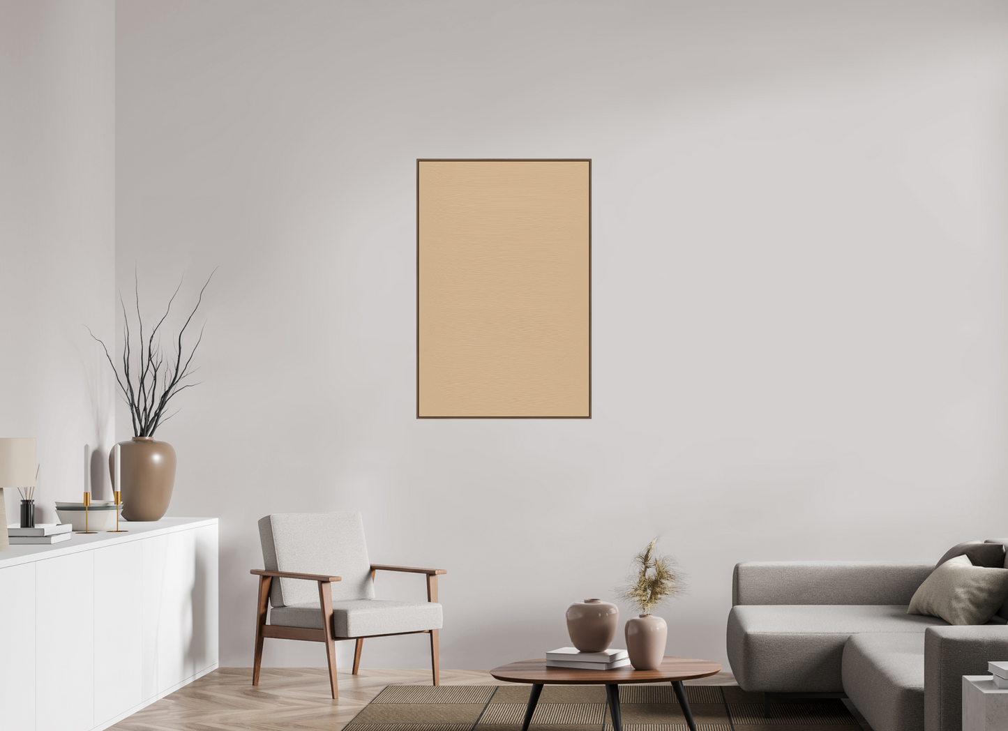 70 x 105 cm, Forex, gerahmt Nussbaumholz Beige Horizon