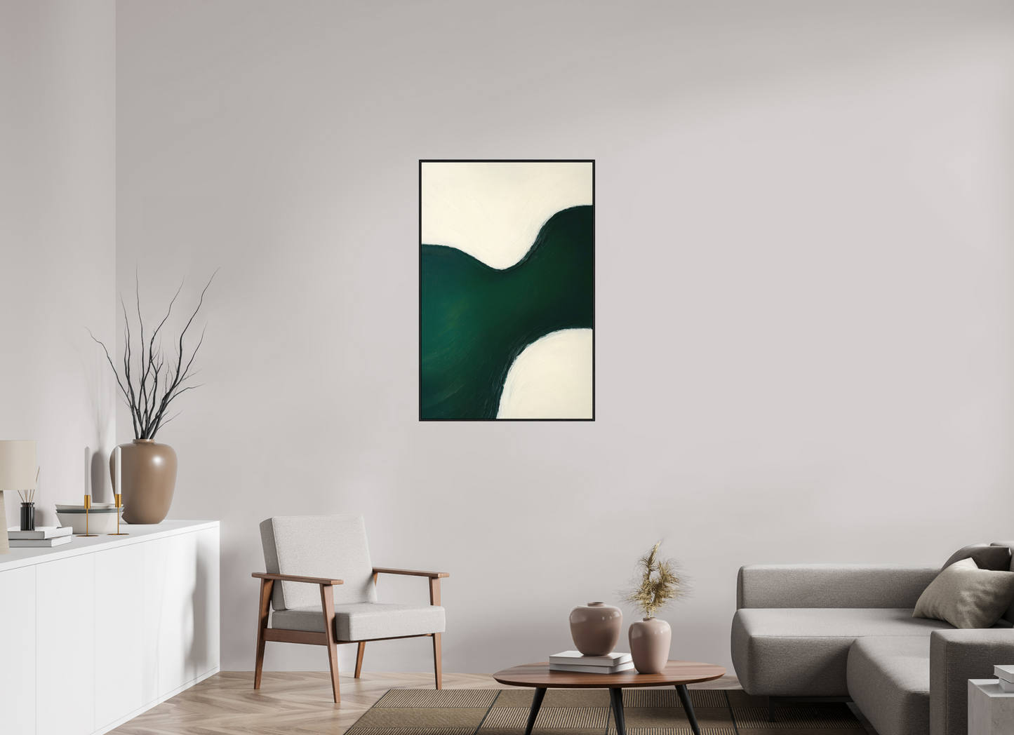 70 x 105 cm, Forex, gerahmt Eichenholz schwarz Emerald Flow