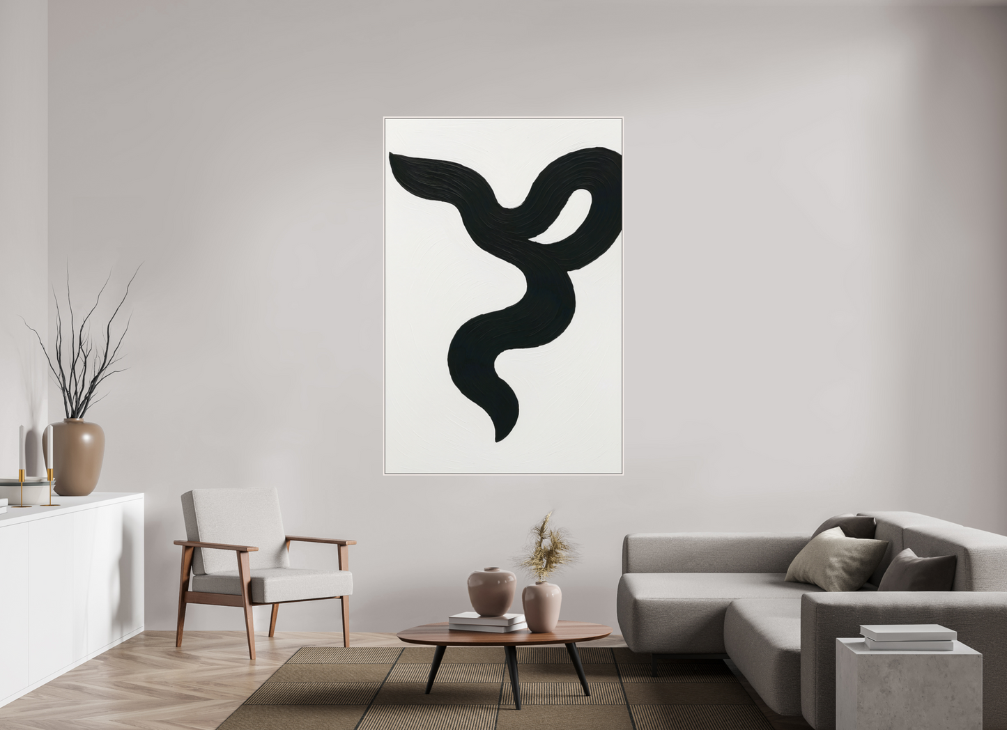 120 x 180 cm, Forex, gerahmt Ahornholz weiß Noir Ribbon